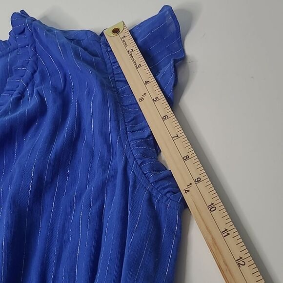 $370 NEW MISA LOS ANGELES BLUE SILVER MINI LILIAN DRESS STRETCH WAIST LARGE NWT - Picture 4 of 10